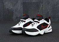 Мужские кроссовки Nike Air Monarch (чёрные с белым и красным) спортивные демисезонные кроссы К11808 vkross