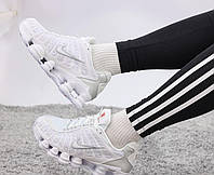 Мужские кроссовки Nike Shox (белые) спортивные светоотражающие весенние кроссы К14142 vkross