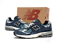 Мужские кроссовки New Balance 2002R (синие) модные универсальные демисезонные низкие кроссы К14338 vkross