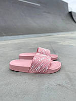 Женские шлепанцы Balenciaga Slides Small Logo Pink (розовые) летние молодёжные шлепки L0437 тренд