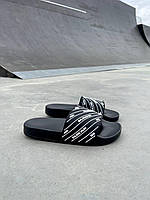 Женские шлепанцы Balenciaga Slides Small Logo Black (чёрные) практичные стильные шлепки L0444 37 тренд