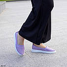Шкіряні жіночі літні мокасини бузкового кольору перфорація  36 р-р, фото 2