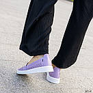 Шкіряні жіночі літні мокасини бузкового кольору перфорація  36 р-р, фото 5