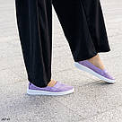 Шкіряні жіночі літні мокасини бузкового кольору перфорація  36 р-р, фото 6