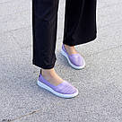 Шкіряні жіночі літні мокасини бузкового кольору перфорація  36 р-р, фото 8