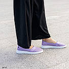 Шкіряні жіночі літні мокасини бузкового кольору перфорація  36 р-р, фото 10