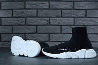 Женские кроссовки Balenciaga (чёрные с белым) удобные современные кроссы-носки К11281 top
