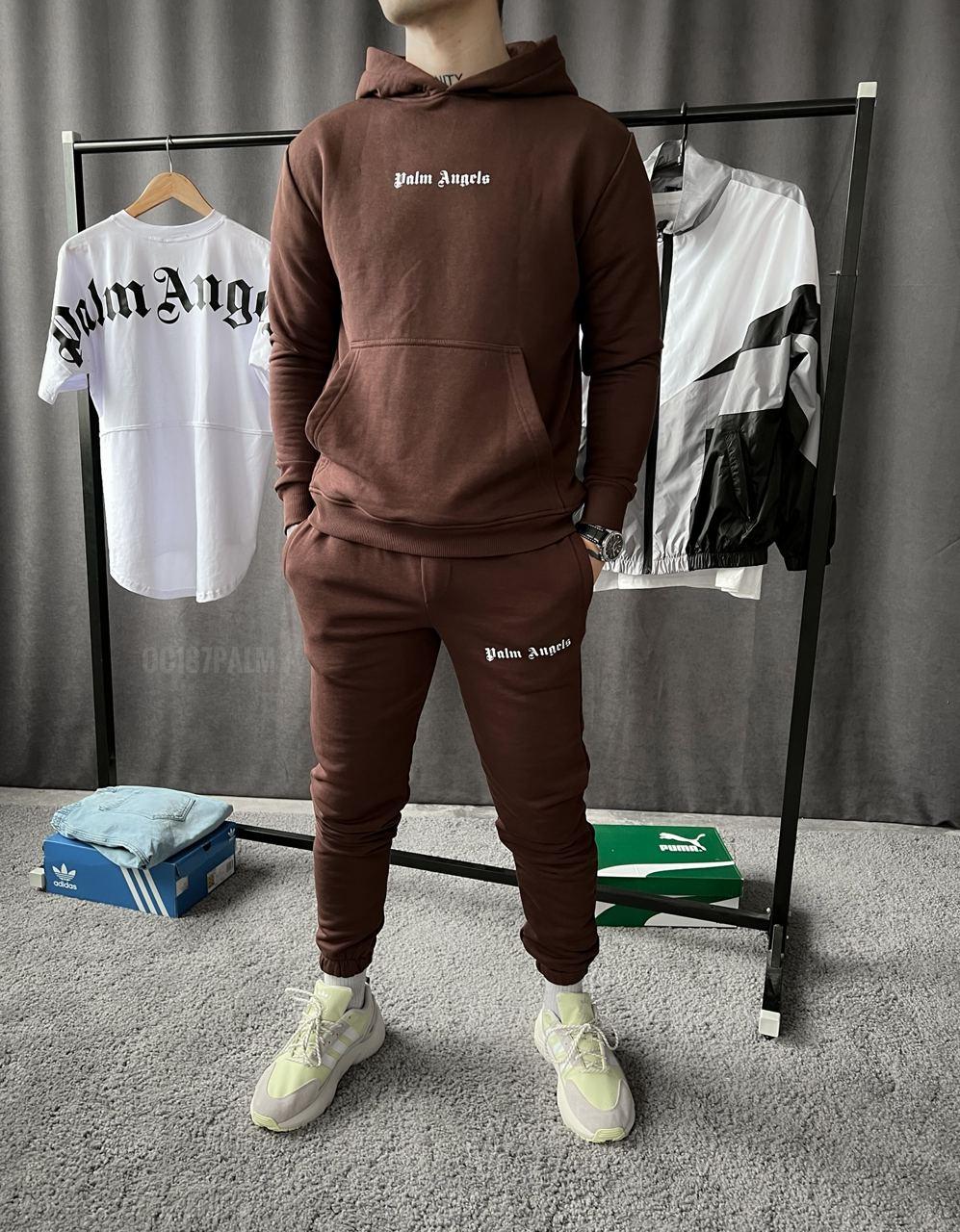 Чоловічий костюм штани та худі Palm Angel (коричневий) ос187palm молодіжний спортивний весняний комплект top, фото 1