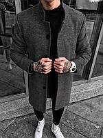 Мужское пальто классическое демисезонное (темно серое) splt11 стильное представительное кашемировое для парней