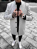 Мужское пальто классическое демисезонное (светло серое) splt13 стильное представительное кашемировое для парня