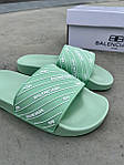 Жіночі шльопанці Balenciaga Slides Small Logo Mint Green (м'ятні) модні красиві відкриті шльопанці L0441 top, фото 8