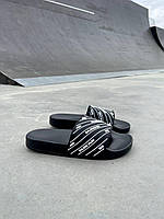 Женские шлепанцы Balenciaga Slides Small Logo Black (чёрные) практичные стильные шлепки L0444 vkross