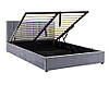 Ліжко двухспальне з підйомним механізмом та мякою оббивкою у спальню Montreal velvet 160x200 сірий Signal, фото 2