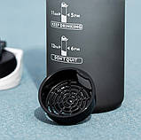 Спортивна пляшка для води з поїльником/ручкою/захистом від відкриття Time Marker 1000 мл чорний/білий (LB-94210), фото 3