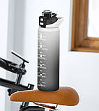 Спортивна пляшка для води з поїльником/ручкою/захистом від відкриття Time Marker 1000 мл чорний/білий (LB-94210), фото 6