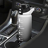 Спортивна пляшка для води з поїльником/ручкою/захистом від відкриття Time Marker 1000 мл чорний/білий (LB-94210), фото 9