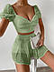 Жіночий стильний костюм топ та спідниця-шорти 42-46 (onesize) ролекс жатка, фото 4