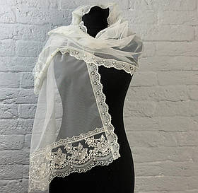 Вінчальний шарф з візерунком для нареченої, колір айворі Кs106