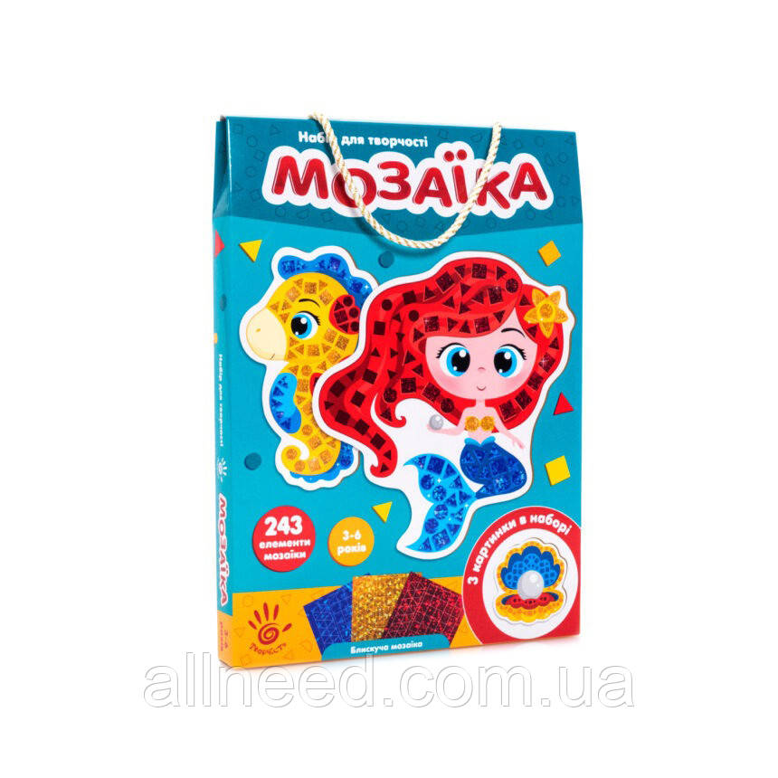 Дитячий набір для творчості «Блискуча мозаїка. Русалонька» VT4511-06, 243 м'які наклейки, фото 1