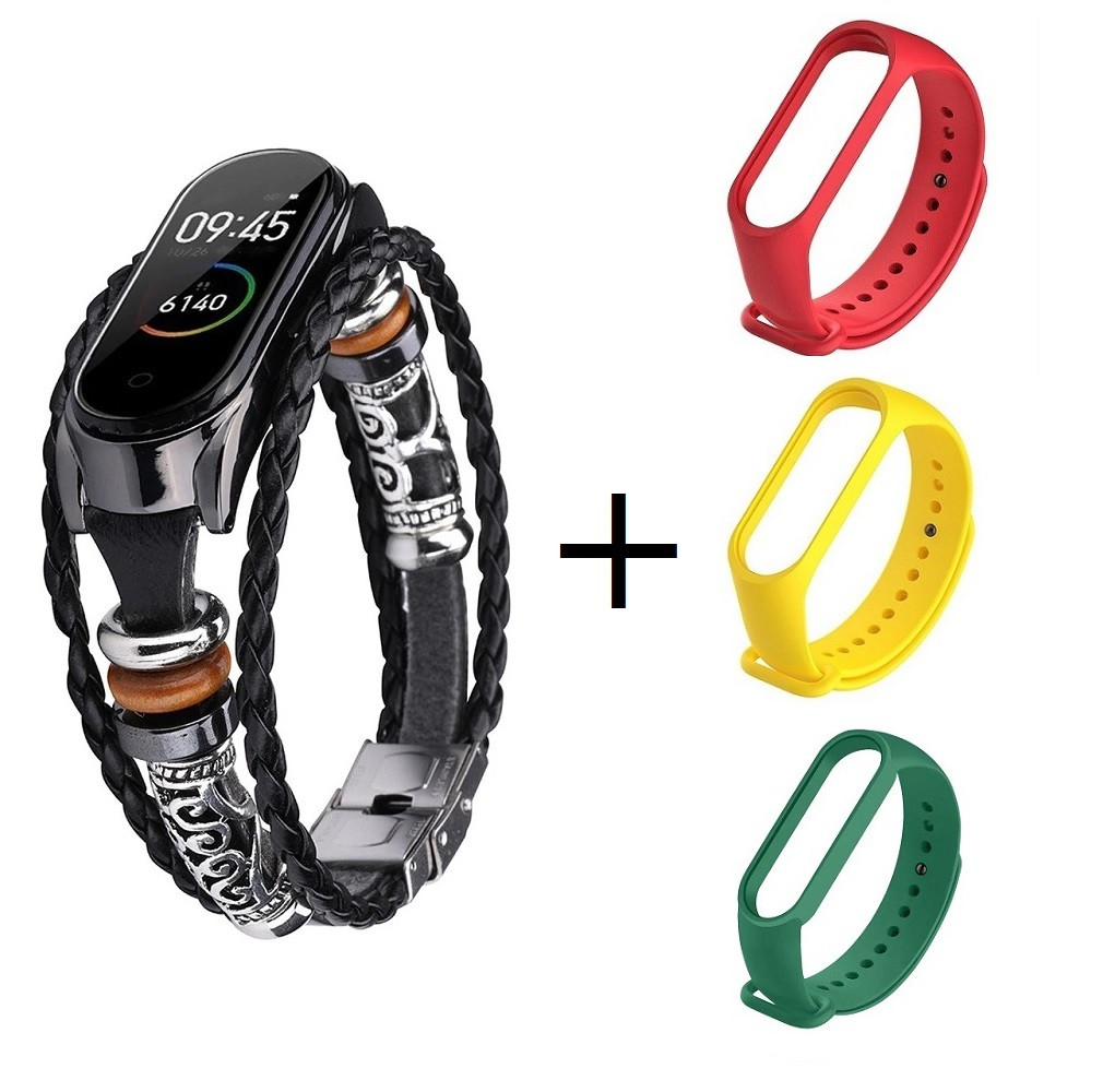Ремінець вінтажний для фітнес-браслета Xiaomi Mi Band 5 і 6 Type BB5 + 3 кольорових ремінця