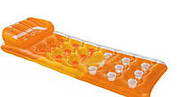 Надувной матрас для плавания Цветной стаканы Intex 58890 с подушкой (Оранжевый)