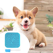 Килимок для повільного годування - злизування Dog Walking для собак і котів 15х15см синій, фото 6