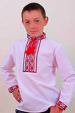 Хлопчикова вишита сорочка з червоним орнаментом, фото 2