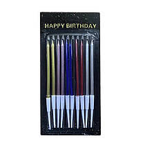Свічки для торта "Кольорові металік" 14 см 10 шт