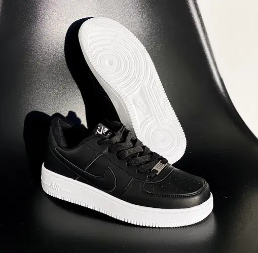 Купить Найк Еир Форм Кеды Женские Черные Air Force Low Black White Sole ...