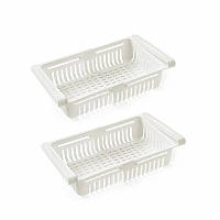 Органайзер/полиця для холодильника підвісна з розсувною конструкцією пластиковий набір 2 шт Storage Box білий