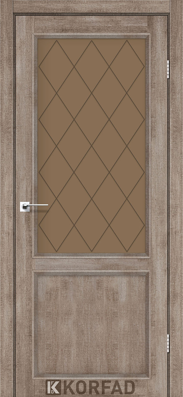 Двері міжкімнатні Korfad CL-02 Еш-Вайт (скло бронза з малюнком М1/М2), фото 1