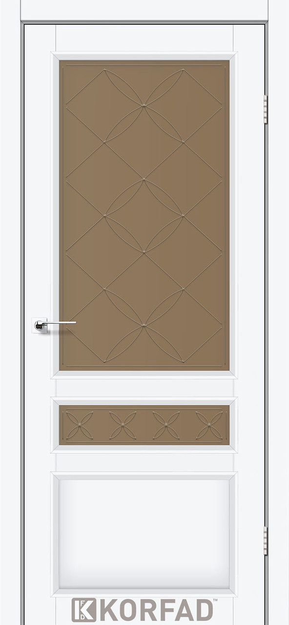 Двері міжкімнатні Korfad CL-05 Білий перламутровий (скло бронза з малюнком М1/М2), фото 1
