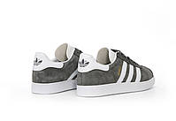 Чоловічі кросівки найнижчі сірі Adidas Gazelle grey. Замшеві кеди весна літо жіночі Адідас Газель сірі, фото 3