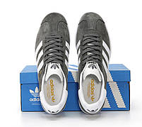 Чоловічі кросівки найнижчі сірі Adidas Gazelle grey. Замшеві кеди весна літо жіночі Адідас Газель сірі, фото 8