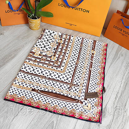 Хустка Louis Vuitton шовкова з ручною підшивкою, фото 3