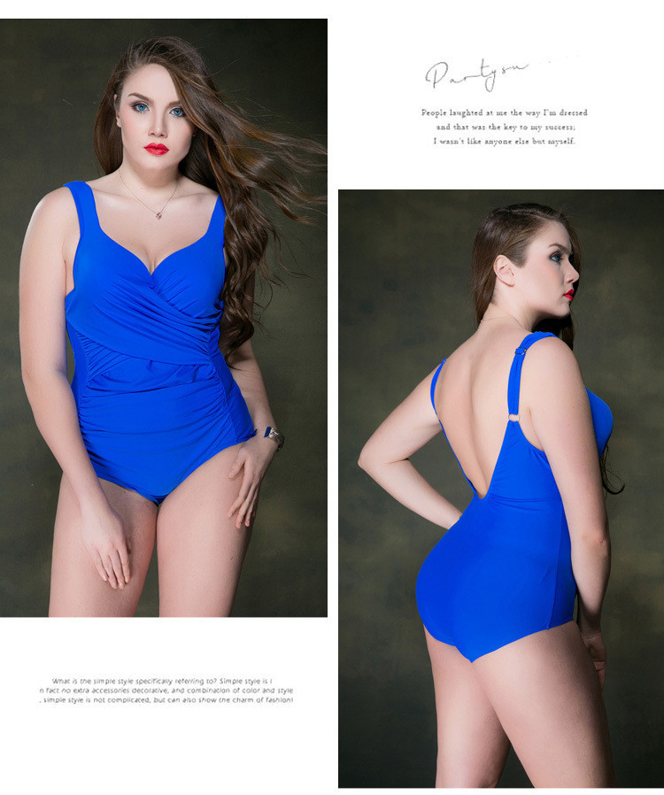 Суцільний купальник синього кольору з твердим пушапом на кісточках великих розмірах