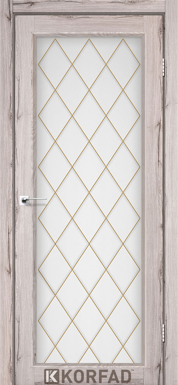 Двері міжкімнатні Korfad CL-09 Дуб нордік (скло з малюнком М1/М2), фото 1