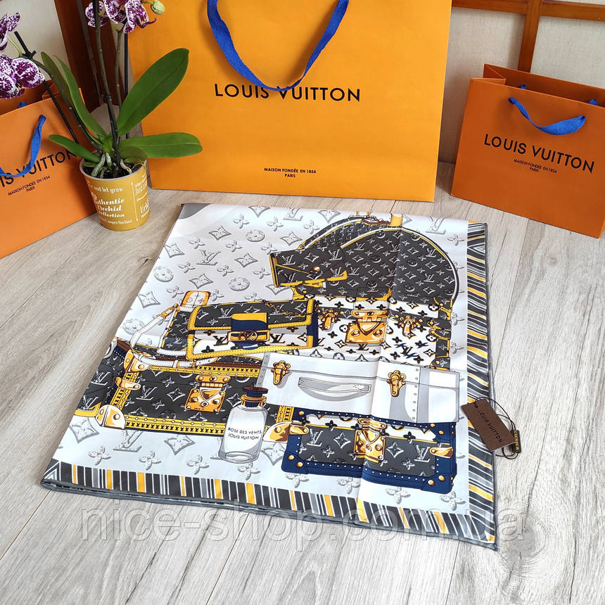 Хустка Louis Vuitton шовкова з ручною підшивкою, фото 1