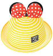 Дитячий солом'яний капелюшок з вушками для дівчинки 50-52