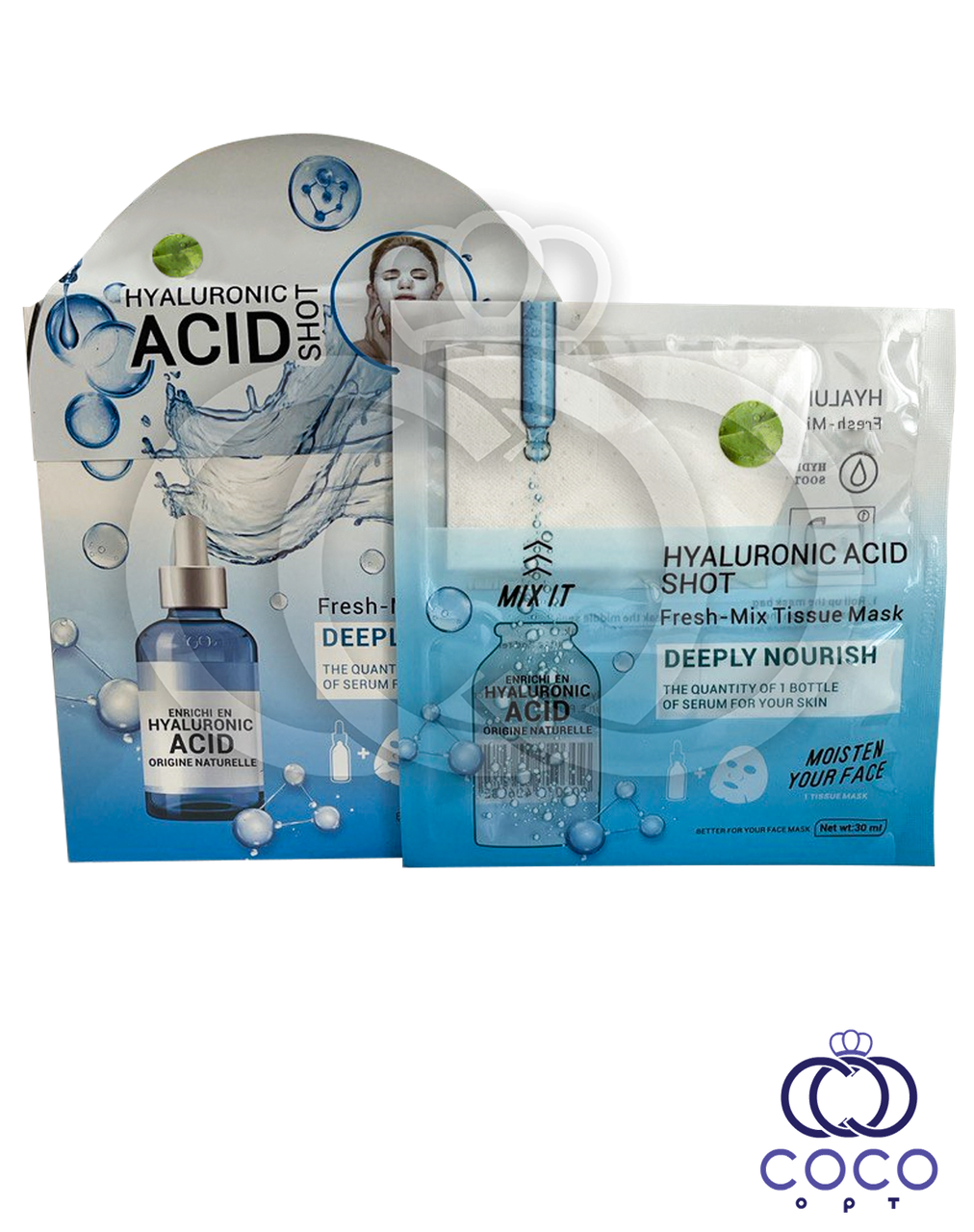 Маска тканинна для обличчя Hyaluronic Acid Shot Fresh-Mix Tissue Mask 30 ml з гіалуроновою кислотою, фото 1