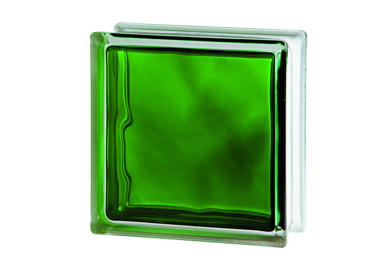Склоблок Brilly Emerald Wave зеленый 190х190х80 мм