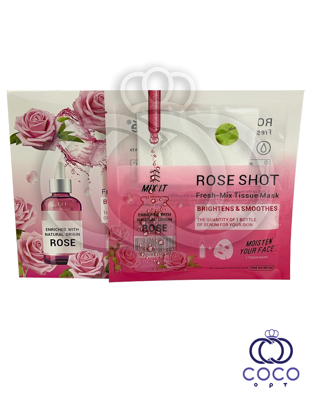 Тканинна маска для обличчя Rose Shot Fresh-Mix Tissue Mask з екстрактом дамаської троянди 30 ml