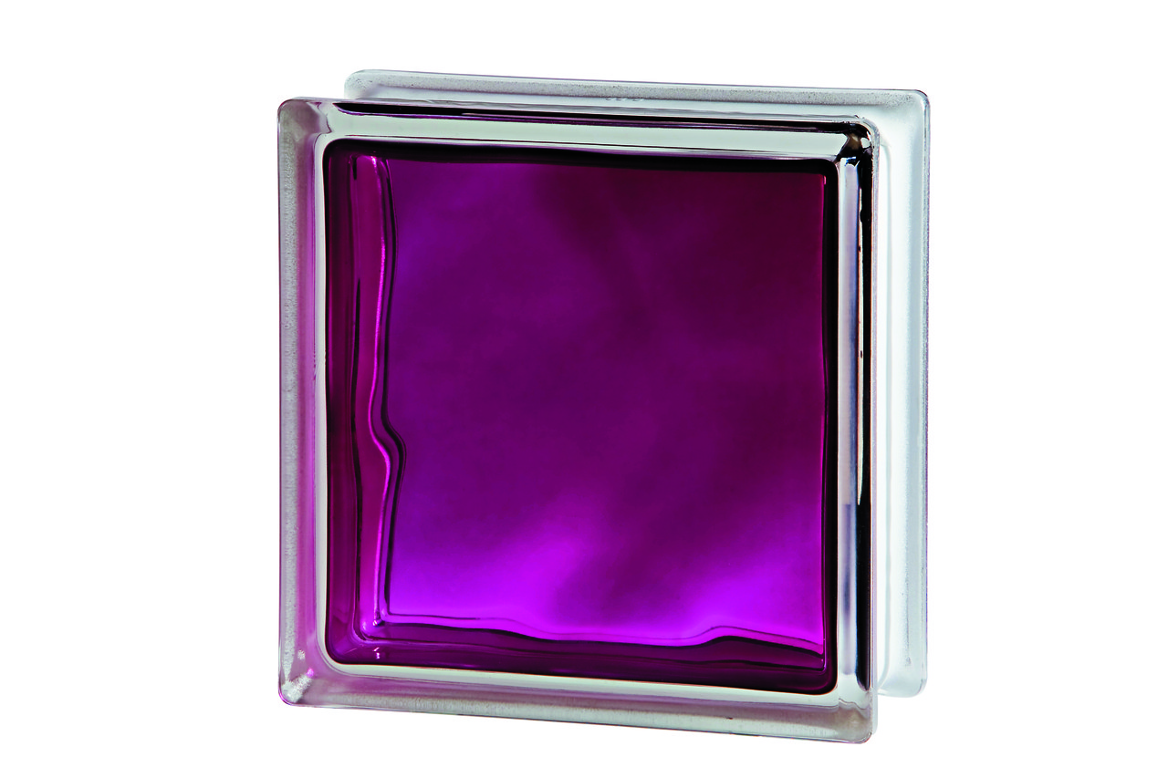 Склоблок  Brilly Ruby Wave малиновий 190х190х80 мм