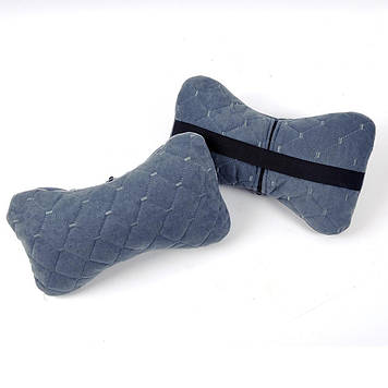 Подушка на підголівник 2 шт велюр сіра