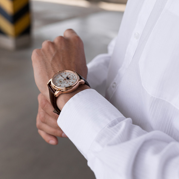 Люксовий чоловічий наручний годинник, зі шкіряним ремінцем — Lobinni N9 Business