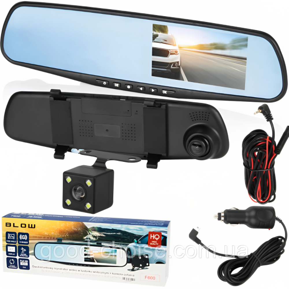 Відеореєстратор дзеркало з камерою заднього виду 1433, монітор 4,3" / Автомобільний реєстратор, фото 1