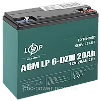 Тяговий свинцево-кислотний акумулятор LP 6-DZM-20 Ah LogicPower AGM 12V 20Ah | АКБ 12В 20Аг (5438)