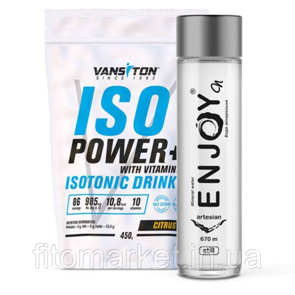 Набір Ізотонік ISO Power 450 г Цитрус ТМ Вансітон + Вода мінеральна ENJOY Печаївська негазована 0,5 л