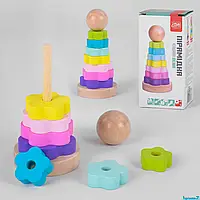 Деревянная пирамидка развивающая игрушка сортер для малышей