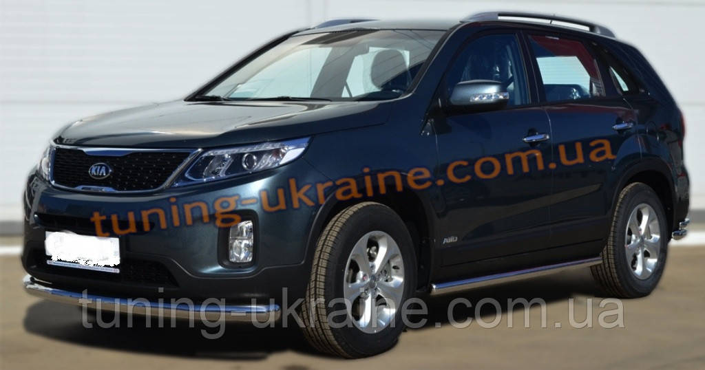 Защита переднего бампера труба одинарная D60 на Kia Sorento 2012-15 - фото 2 - id-p316364681